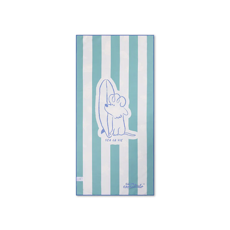Beach Towel Microfiber - Green - Surf Dogs - 135 x 65 cm