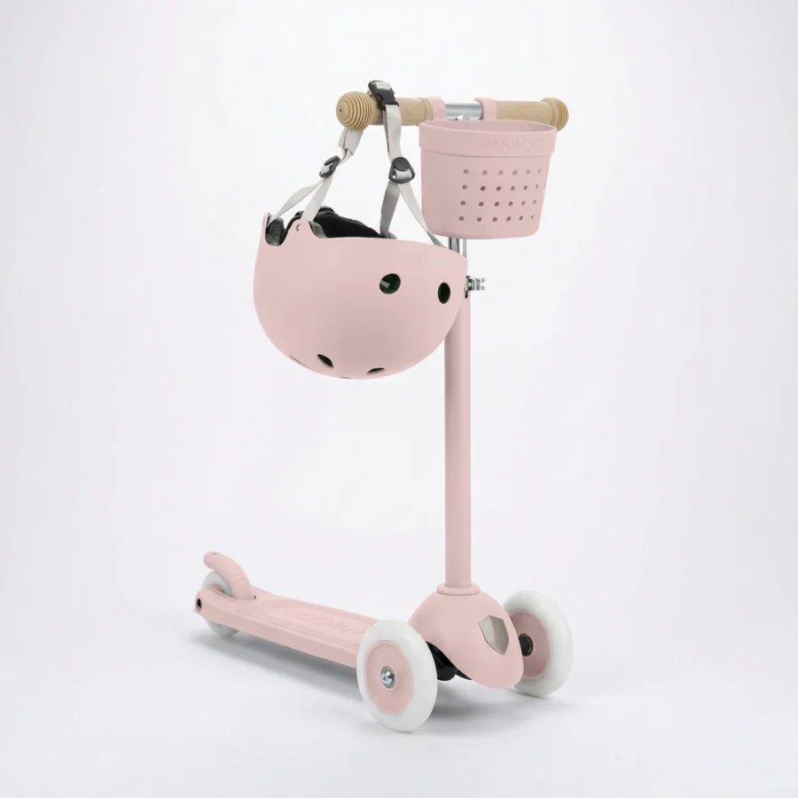 Banwood Ecoride Set: Scooter, Basket & Helmet Pack - Faded Pink
