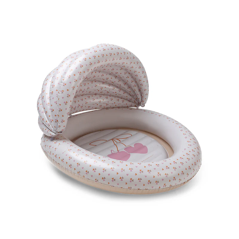 Kids Pool - Beige - Cozy Hearts - Ø 100 Cm With Canopy