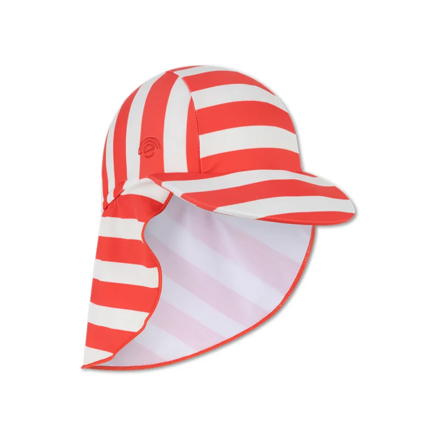 UV Sun Cap - Beige/Red - Coastal Stripe