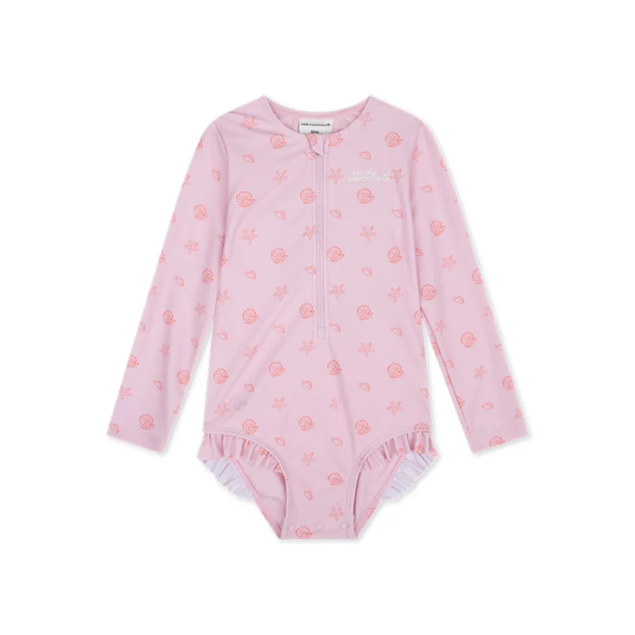 UV Swimsuit Girls With Long Sleeves - Pink - Shell Tastic