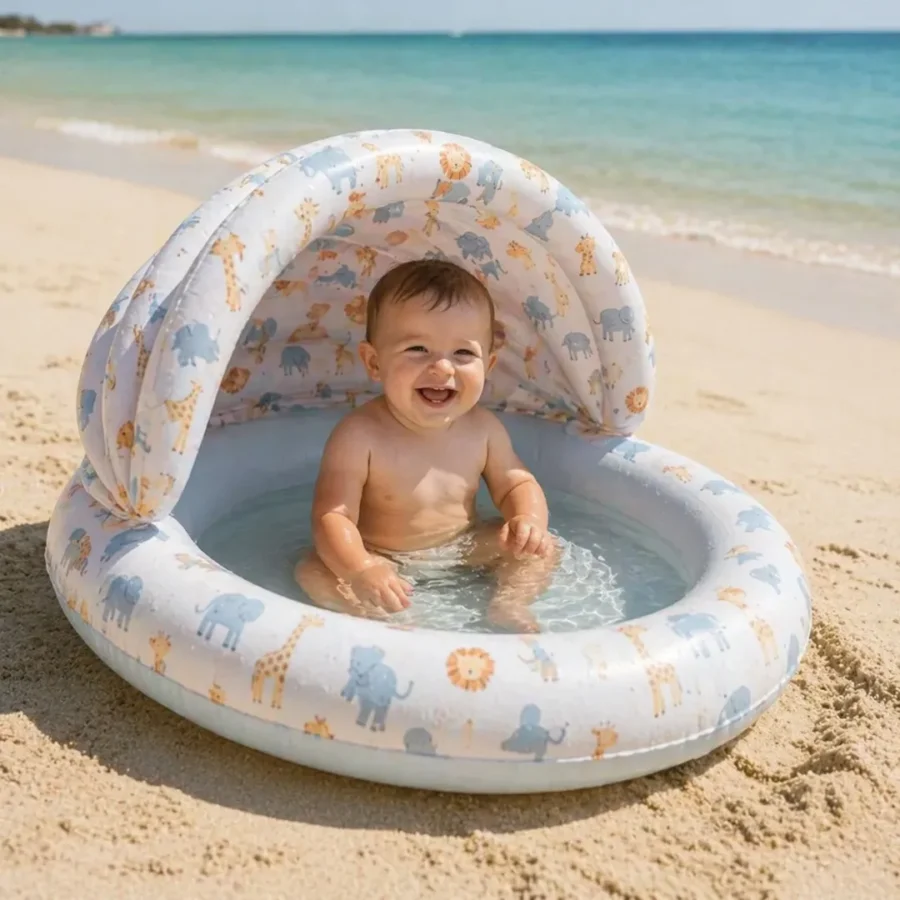 Kids Pool - Multicolored - Wild Life - Ø 100 cm With Canopy